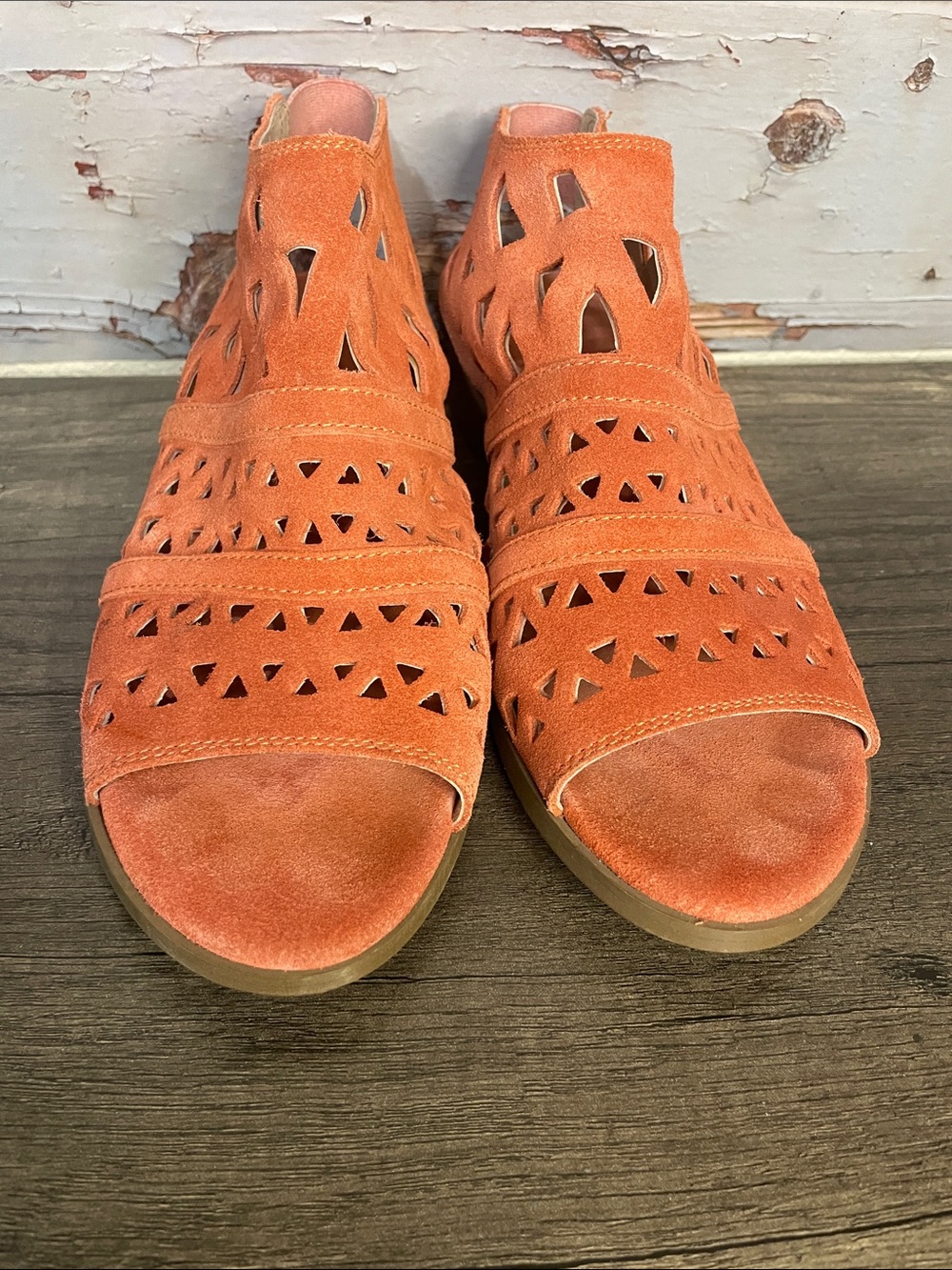 Diba Orange Suede Cutout Sandals